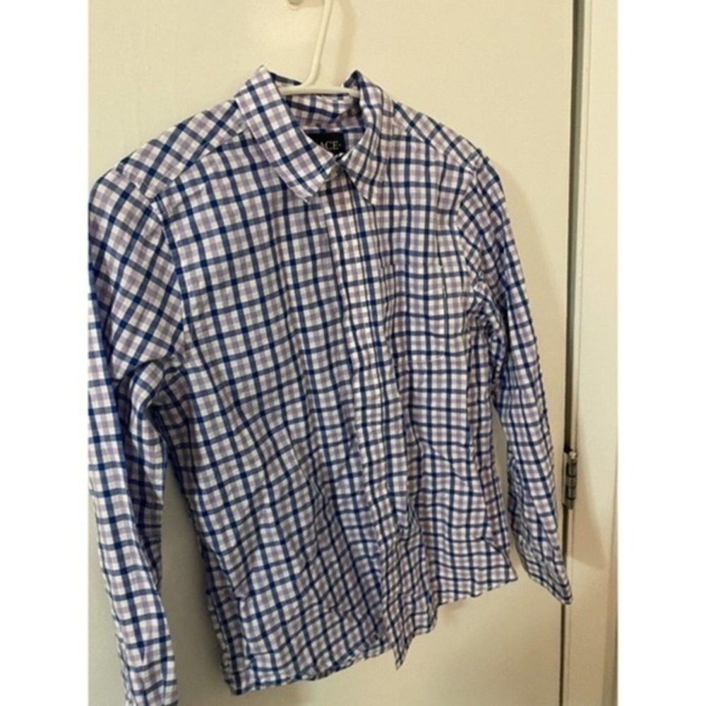 Child’s Place Boys Button Down Check Shirt S L‎ Purple And Navy